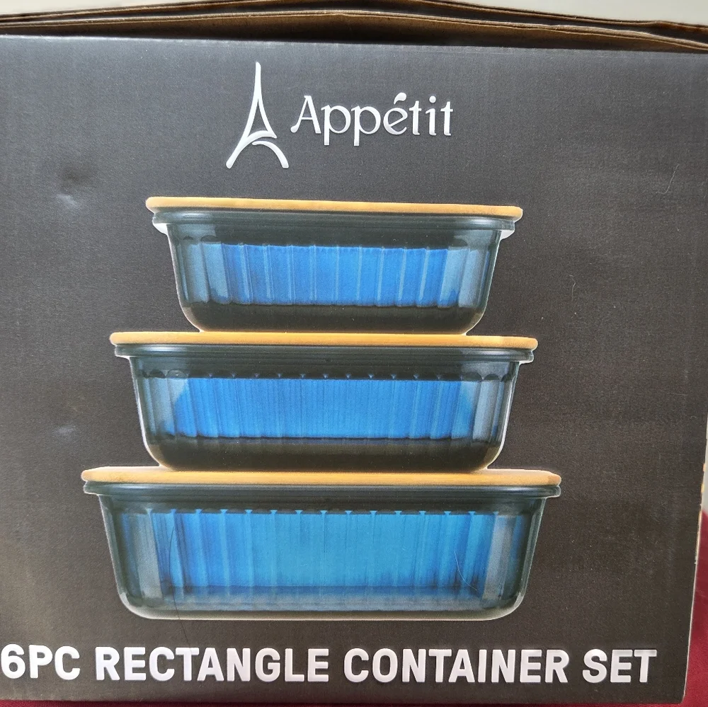 Glassware Rectangle Container Set - Blue - Picture 3 of 4